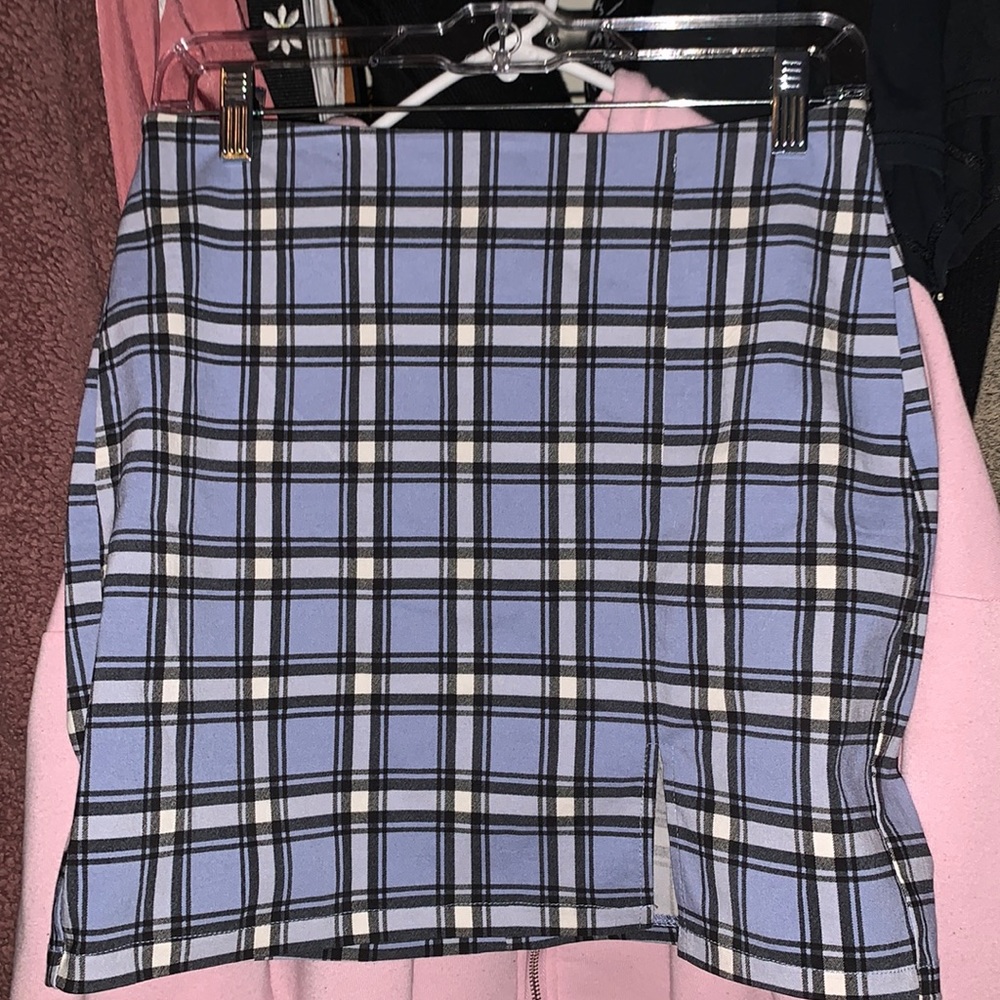 plaid blue skirt w little slit from rue21